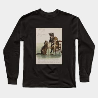 Vintage Christmas Cats - Victorian Holiday Card Long Sleeve T-Shirt